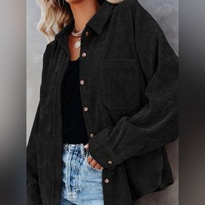 Corduroy Black Button Down Shirt